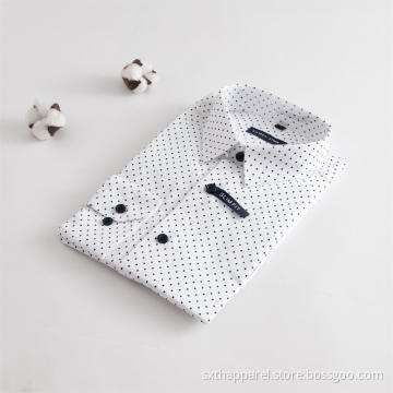 Men's Long Sleeve Formal Dot Printed Shirt